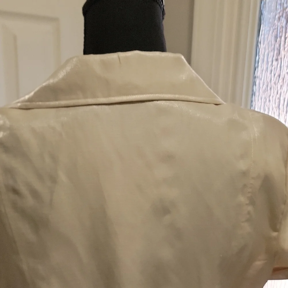 ANTONIO MELANI Cream Metallic Sheen Faux Wrap Dress - Picture 6 of 14